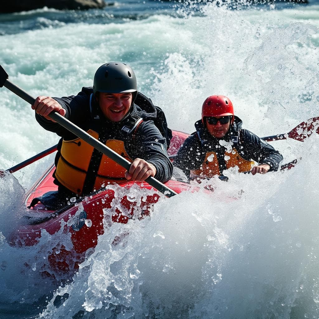Rafting team in action